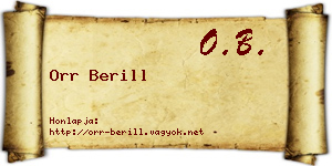 Orr Berill névjegykártya